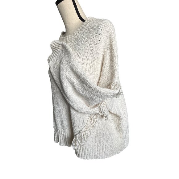 Madewell Montford Fringe Pullover Sweater Ivory Cream Soft Knit Size XL - Picture 3 of 7